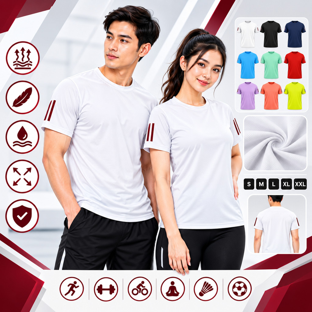 Camisetas Masculinas E Femininas Dryfit Sport Gym Running , Frescas , Leves , Confortáveis De Secagem Rápida