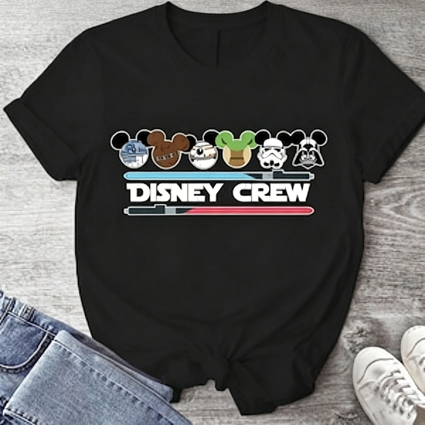 Camiseta Masculina Feminina Oversized Estampa Disney Crew Star Wars Orelhas Mickey T-shirt Streetwear Geek Casual