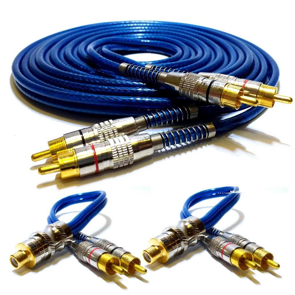 RCA Blindado 5 Metro e 2 Y 2M1F Plug de Metal Banhado a Ouro Som Automotivo Resistente Alta Durabilidade
