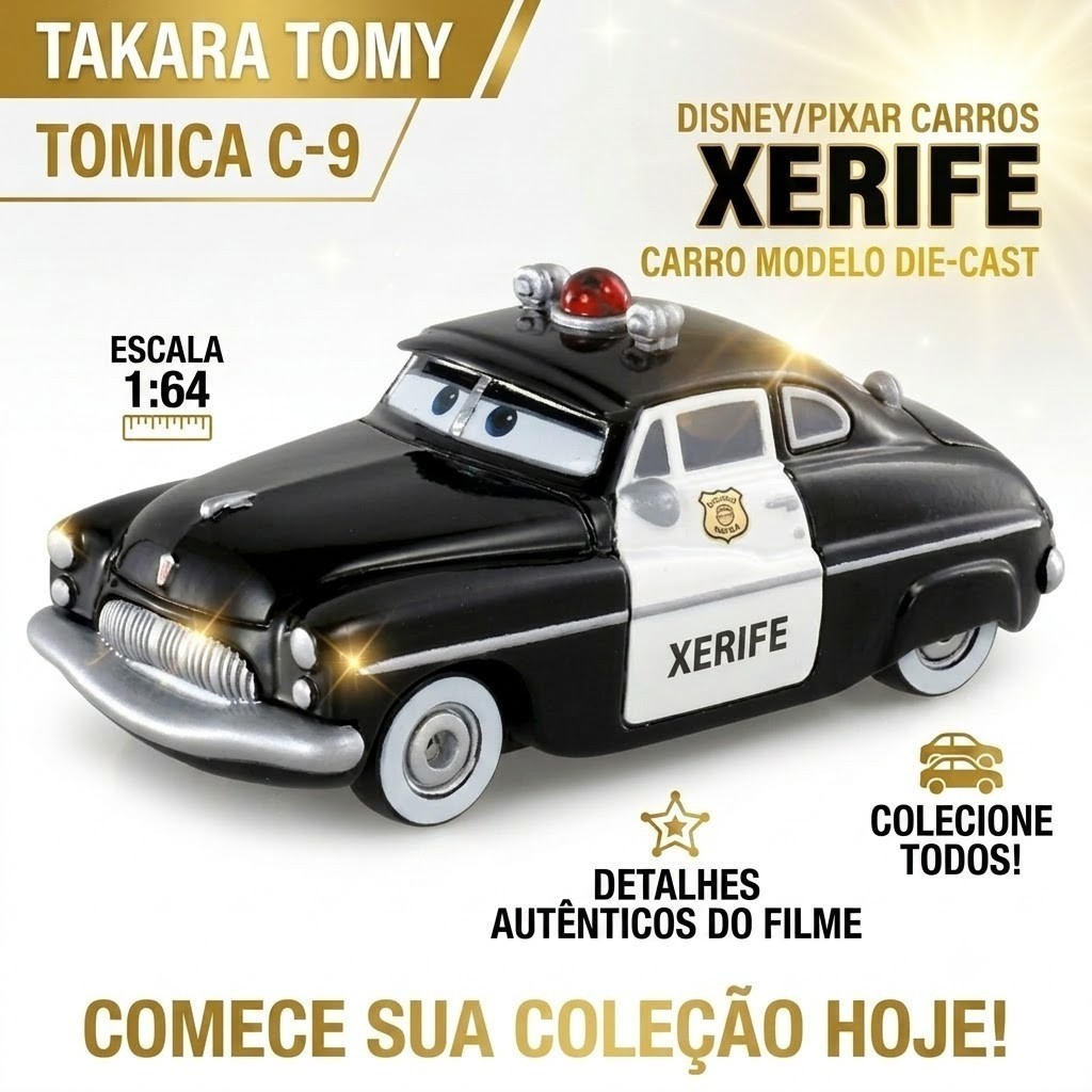 🚓 Carrinho de Metal TAKARA TOMY Disney Pixar Cars Tomica C-09 Sheriff (Xerife) ✨