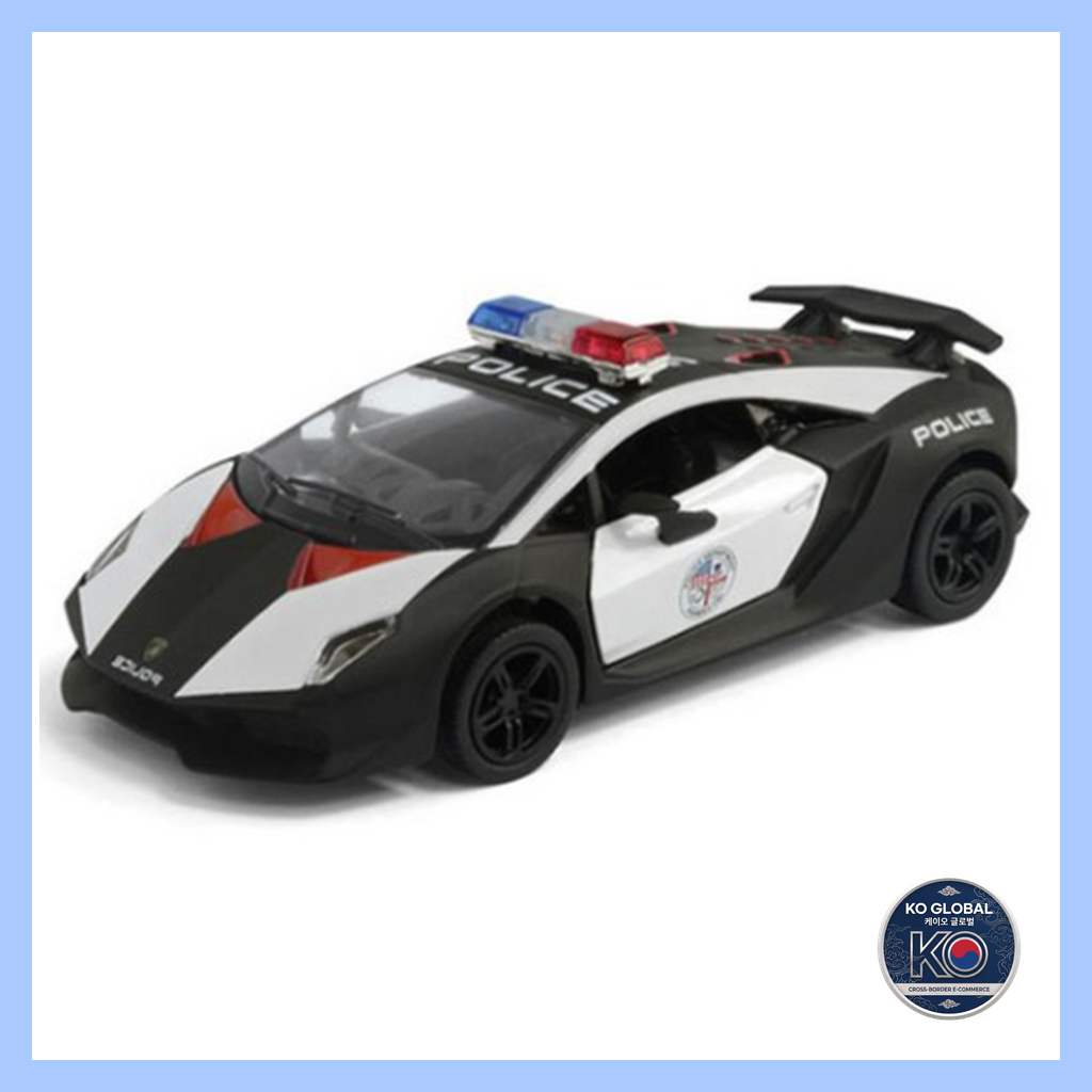 [Estoque Pronto 🇰🇷] Kinsmart Lamborghini Sesto Elemento Police Diecast Metal Pull-Back Toy Car 13cm