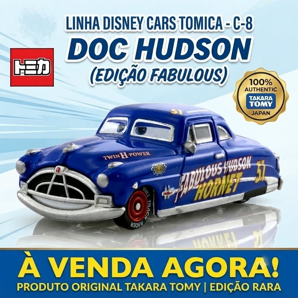 🏎️ Carrinho de Metal TAKARA TOMY Disney Pixar Cars Tomica C-08 Doc Hudson (Fabulous Type) ✨