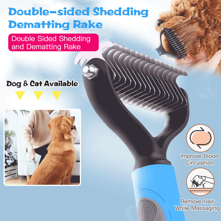【Fácil Desembaraçar】[Dual-Sided Design] Escova de Pelos para Animais de Estimação / Escova para Cães/Gatos / Escova de G