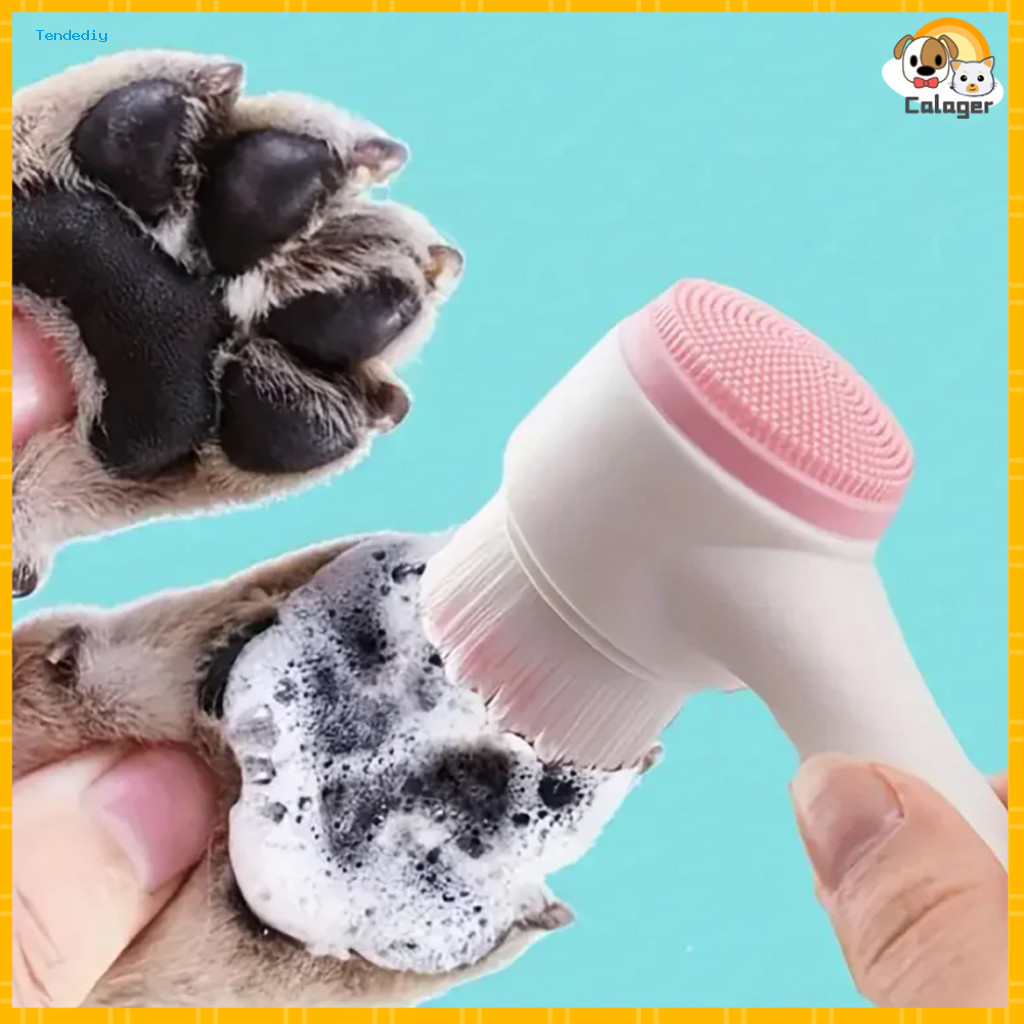 Skin-friendly Dog Bath Brush Grooming with Massage Function Silicone Paw Cleaner for Healthy Coats Claws Dual-sided Pet