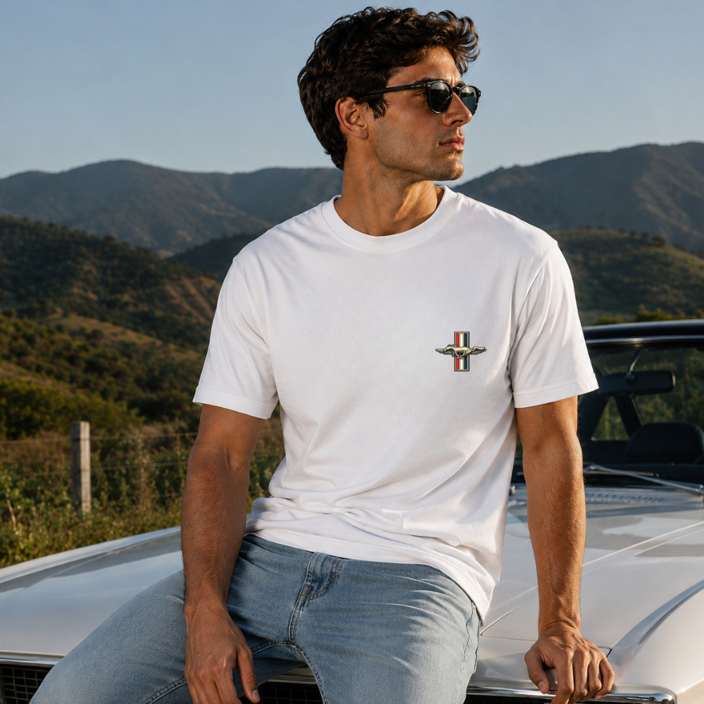 Camiseta Masculina Ford Mustang Fastback Retrô Carro Antigo Muscle Car Algodão