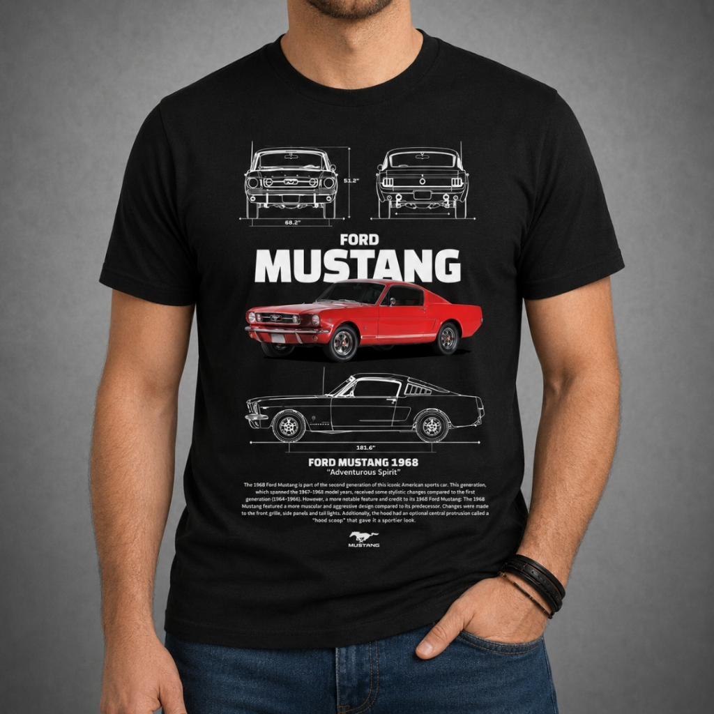 Camiseta Ford Mustang 1968 Masculina Muscle Car Automotiva