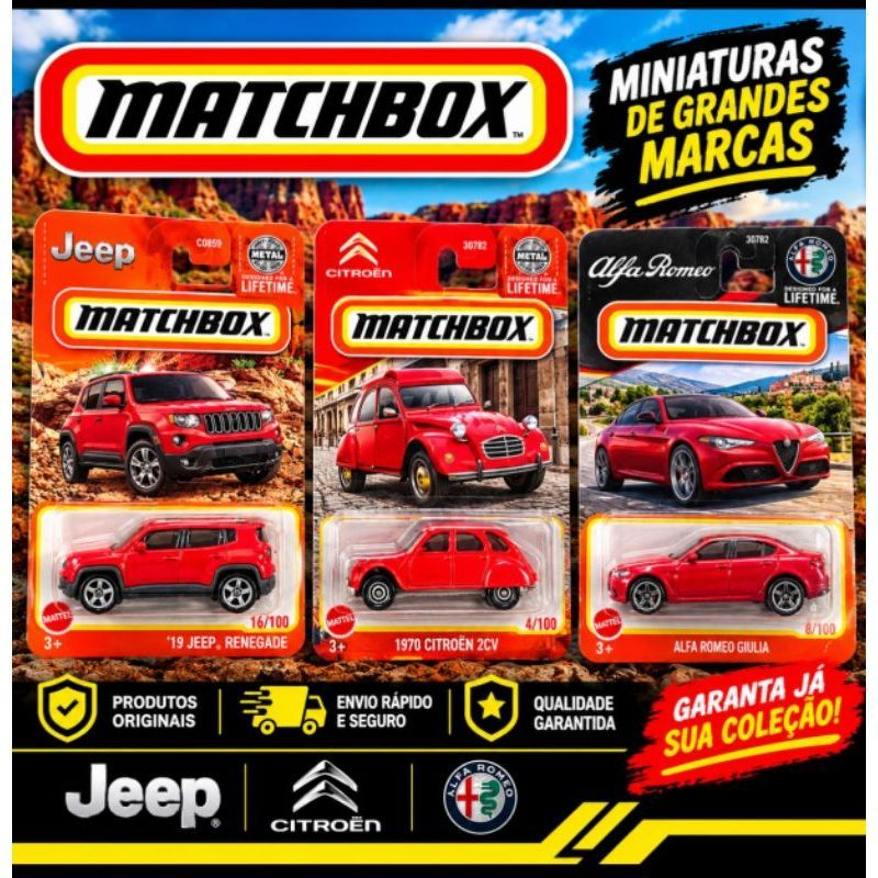 Matchbox carrinho coleção Tesla Jeep Fiat Citroen produtos originais Mattel 1/64