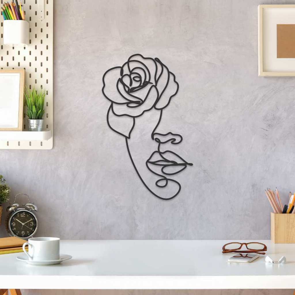 Quadro Decorativo Face Flor Mulher Curvas Femininas Aplique De Parede Vazado Mdf 3mm