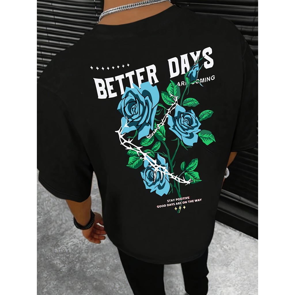 Better Graphic Men's Short Sleeve T-shirt, Comfy Stretchy Trendy Tees For Summer, Casual Daily Style Fashion Clothing