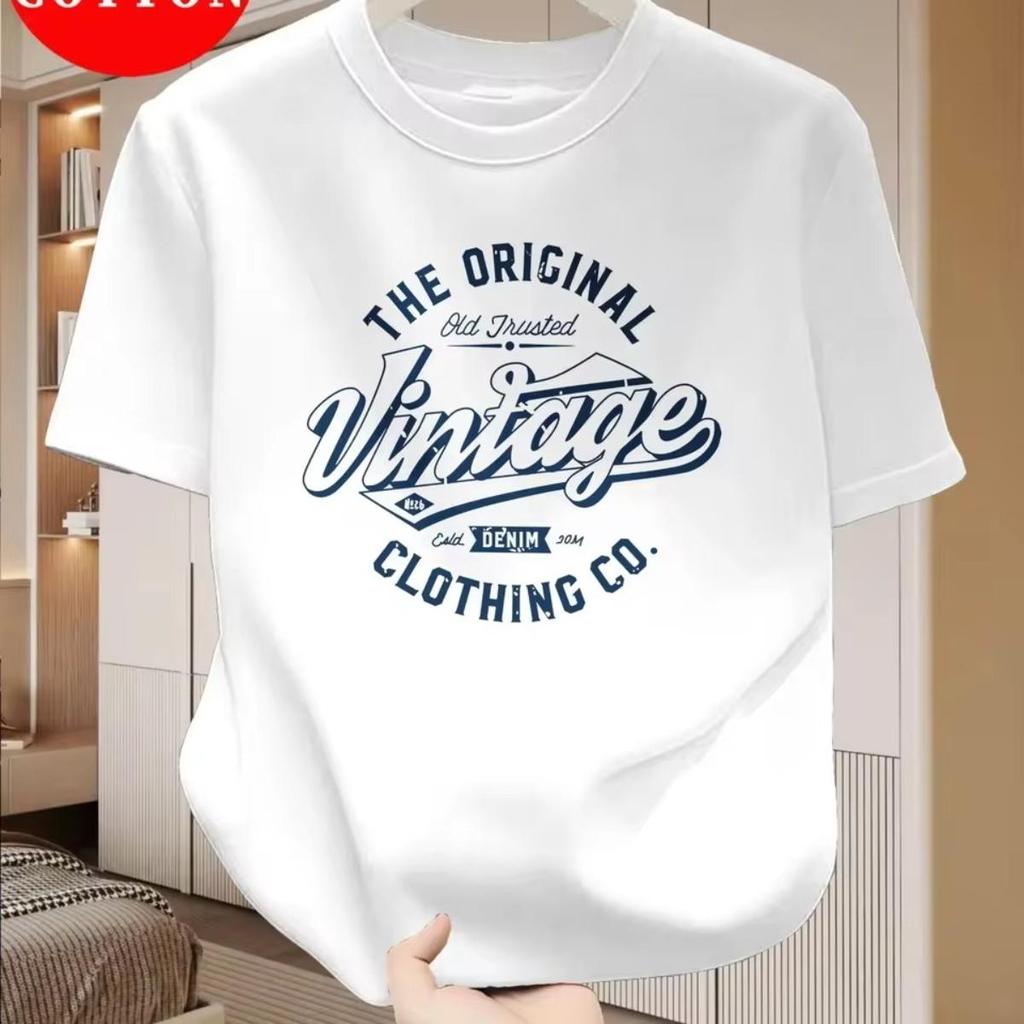 Camiseta Masculina Vintage Oversized de Jeans com Estampa de Letras The Original Clothing Co Script Print 100% Algodão C