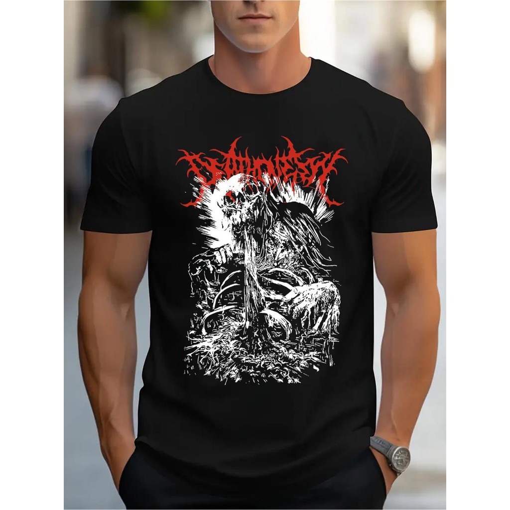 Camiseta Masculina Plus size Bone Print Vintage Básica Oversized 100% Algodão