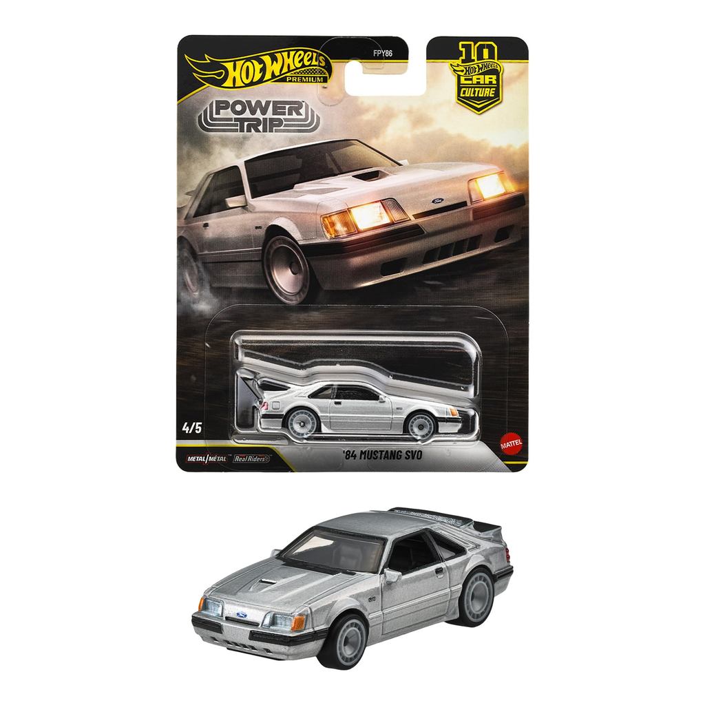 Hot Wheels Car Culture Power Trip '84 Mustang SVO Vehicle Toy Miniature Car for Ages 3 and Up Silver JKF31