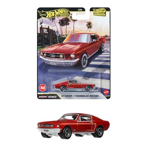 Hot Wheels Boulevard '67 Custom Mustang Vehicle Toy Mini Car for Ages 3 and Up, Red JHW40