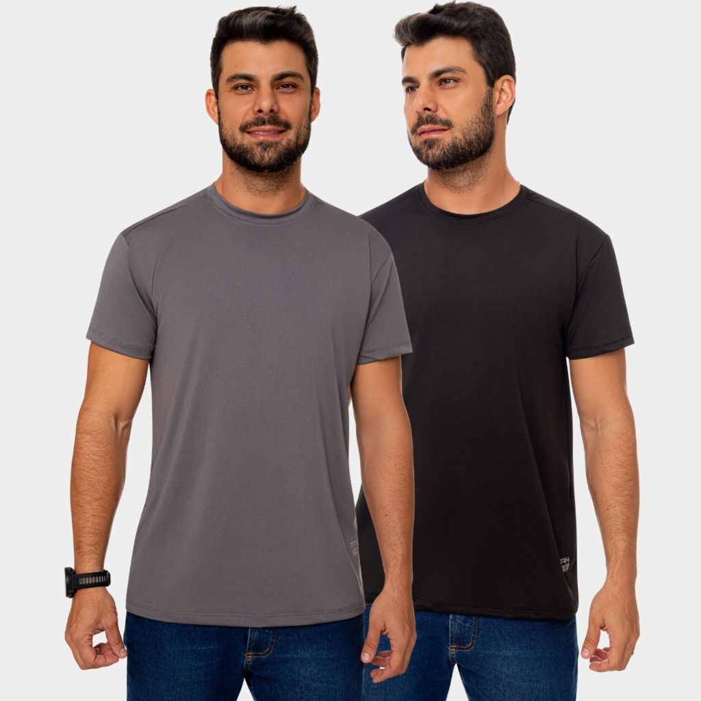 2 Camisas Camisetas Manga Curta Proteção Solar UV Leve Casual Academia Verão Praia