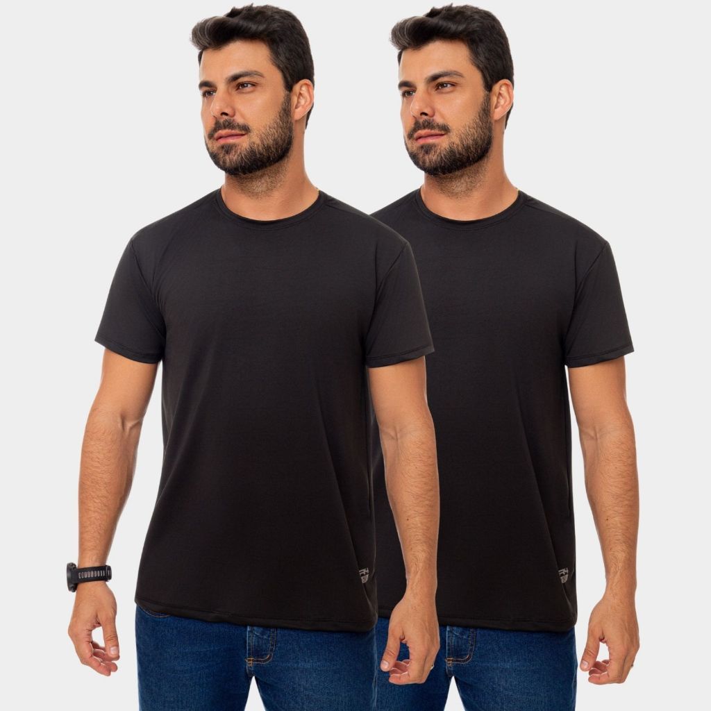 Kit 2 Blusas Camisas Masculina Manga Curta Lisa Proteção Uv Casual Esportiva Verão Praia
