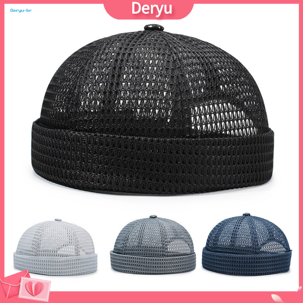 Brimless Hat Elastic Edge Melon Skin Summer for Men Women – Lightweight Breathable Mesh Cap with Edges and 360° Venti