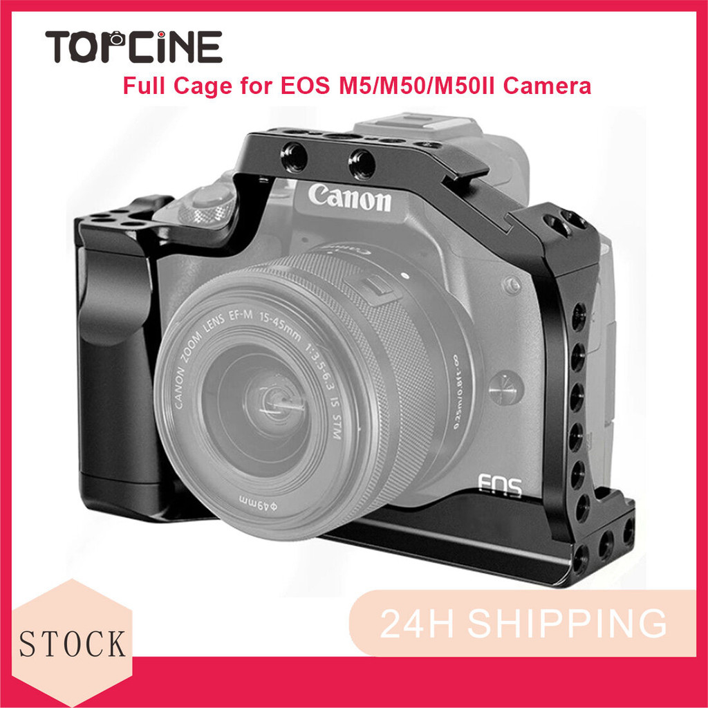 Gaiola De Câmera Para Canon EOS M5/M50/M50II Com Localização Arri De 3/8 , Extensão De Montagem De Sapata Fria Microfone