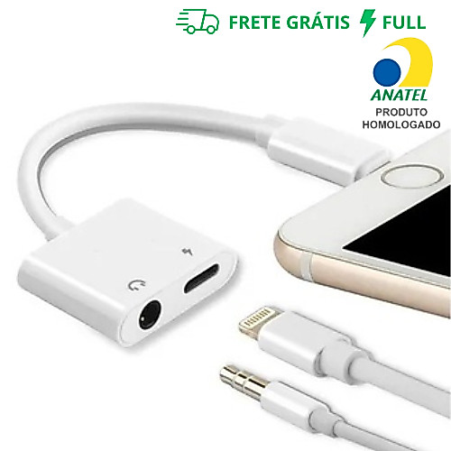 ADAPTADOR IOS DUAL P2 + LIGHTNING CARREGA COM FONE 3.5MM