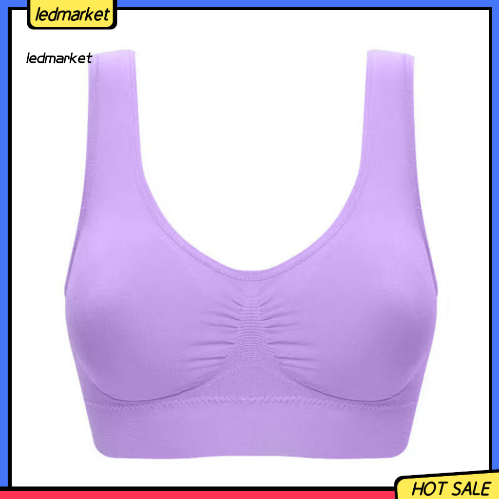Full Cup Sports Bra Nylon Spandex Wireless for Women – Built-up Tank Top Yoga with Removable Pads Stretchy and Comfort