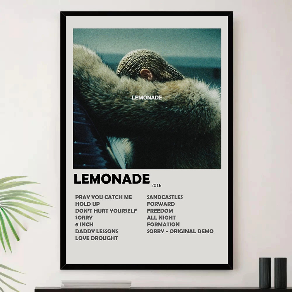 Quadro Placa Decorativa Música Internacional Beyoncé Pop e Dance Pop Álbuns com Moldura