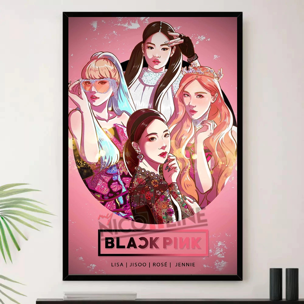 Quadro Placa Decorativa Música Internacional Blackpink Dance Pop K-pop Álbuns com Moldura
