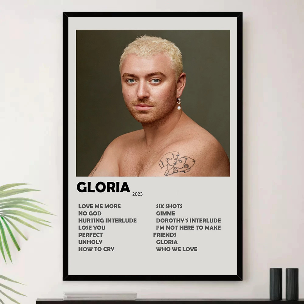 Quadro Placa Decorativa Música Internacional Sam Smith Pop e Dance Pop Álbuns com Moldura