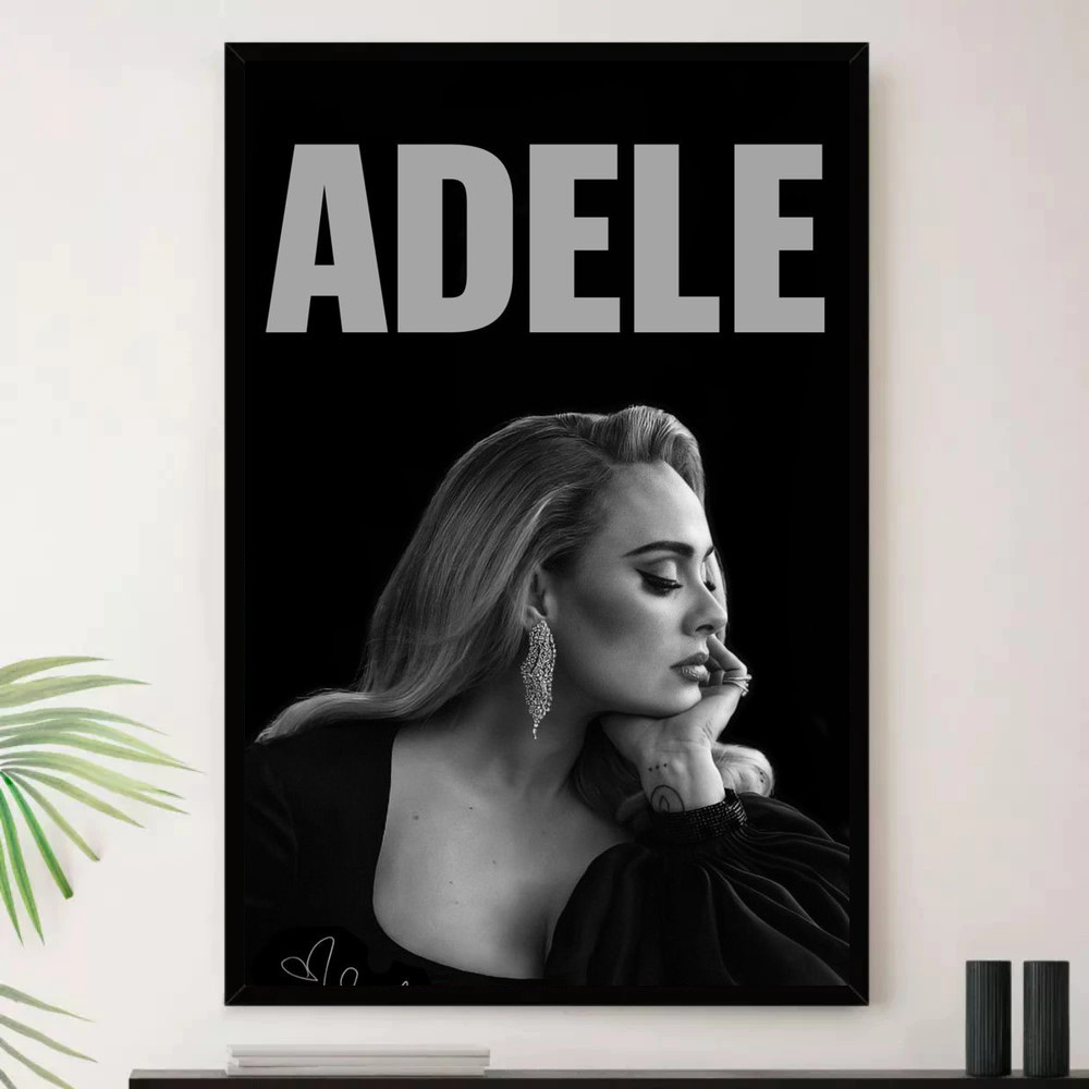 Quadro Placa Decorativa Música Internacional Adele Pop e Dance Pop Álbuns com Moldura