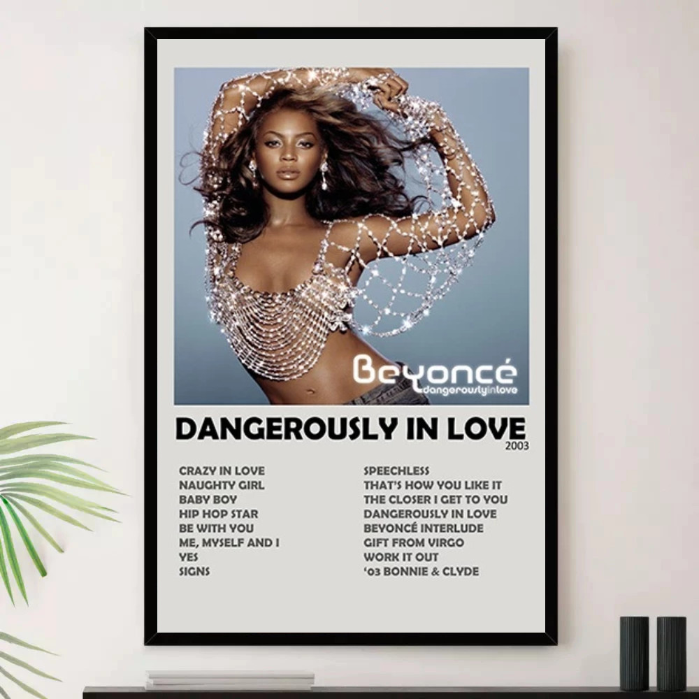 Quadro Placa Decorativa Música Internacional Beyoncé Pop e Dance Pop Álbuns com Moldura