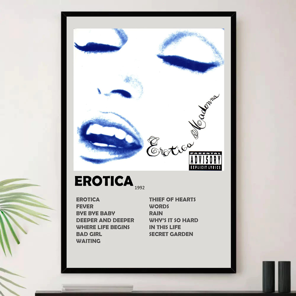 Quadro Placa Decorativa Música Internacional Madonna Pop e Dance Pop Álbuns com Moldura