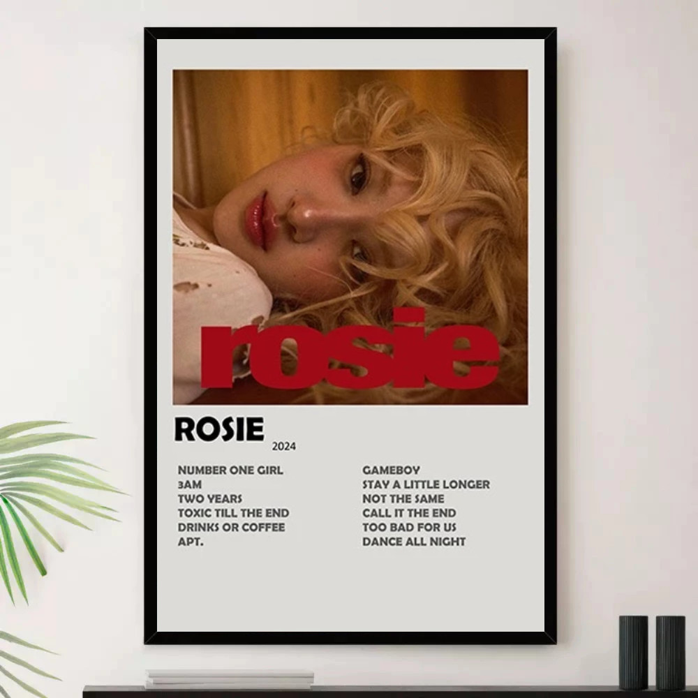 Quadro Placa Decorativa Música Internacional Rosé Dance Pop K-pop e Pop Álbuns com Moldura