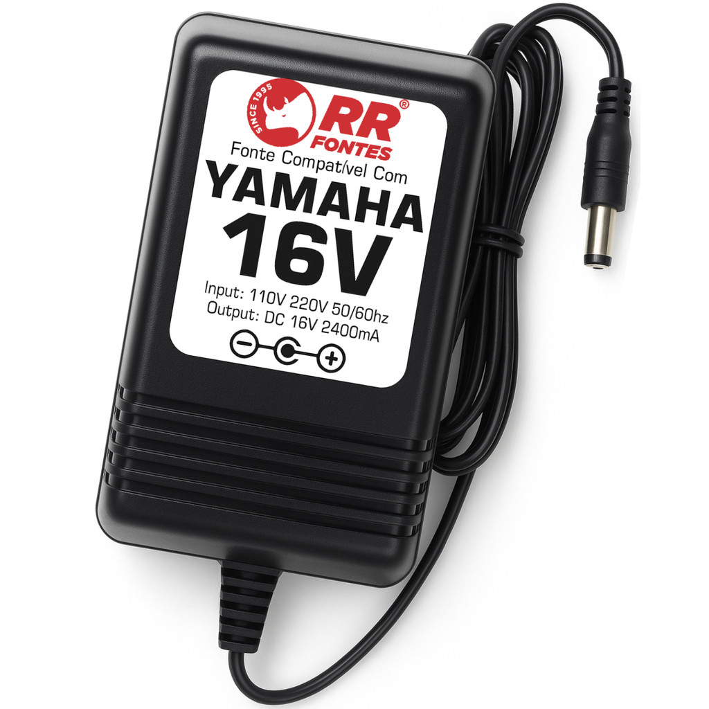 Fonte 16V 2.4A Para Teclado Eletronico Piano Digital Yamaha PA-300 PA300 PA-301 PA301 Nova Bivolt