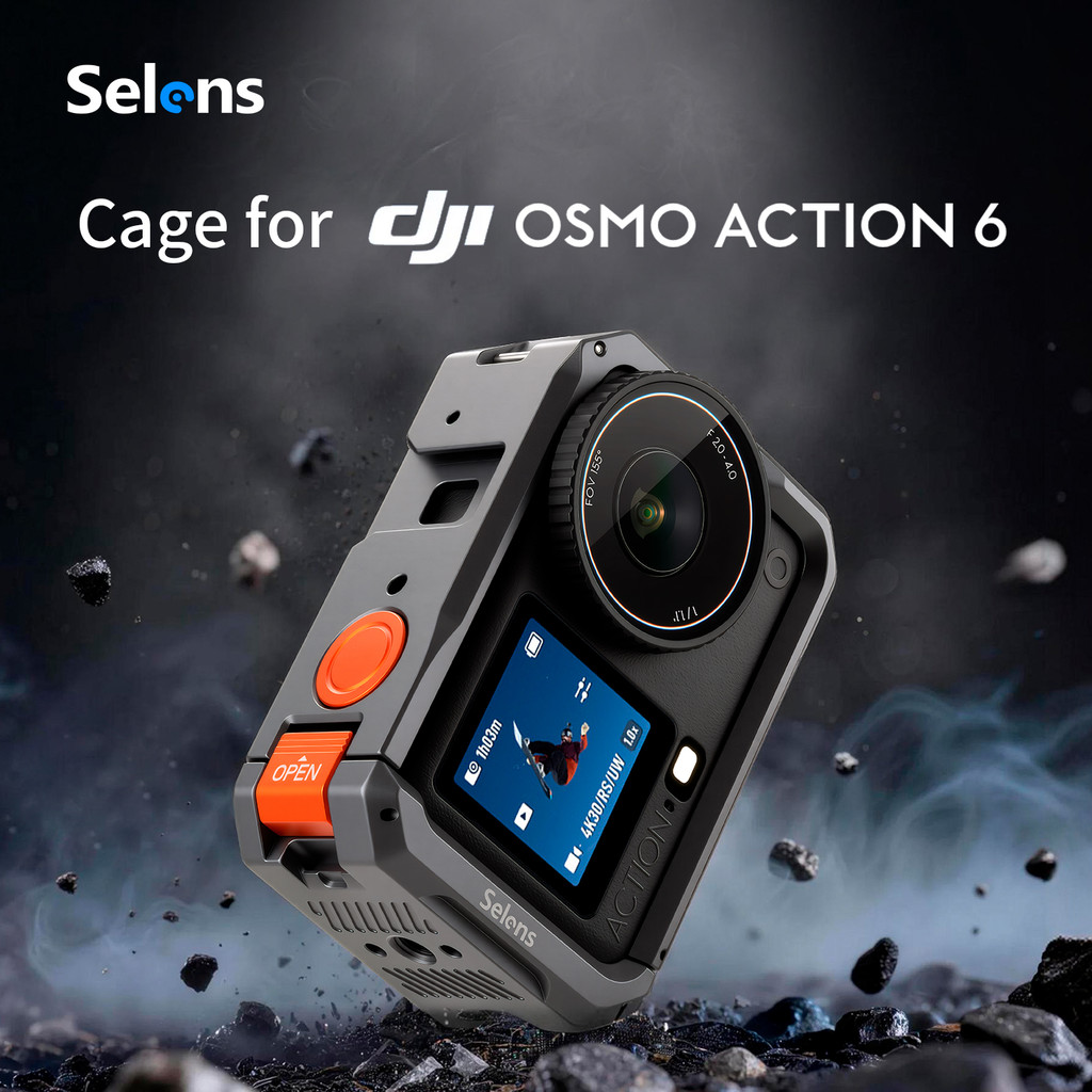 Gaiola Selens Para DJI Osmo Action 6 Liga De Alumínio Câmera Leve Completa Com Montagem Magnética Bidirecional De Libera