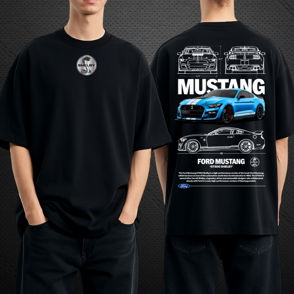 Camiseta Oversized Ford Mustang Algodão Blusa Masculina Camisa Larga Streetwear