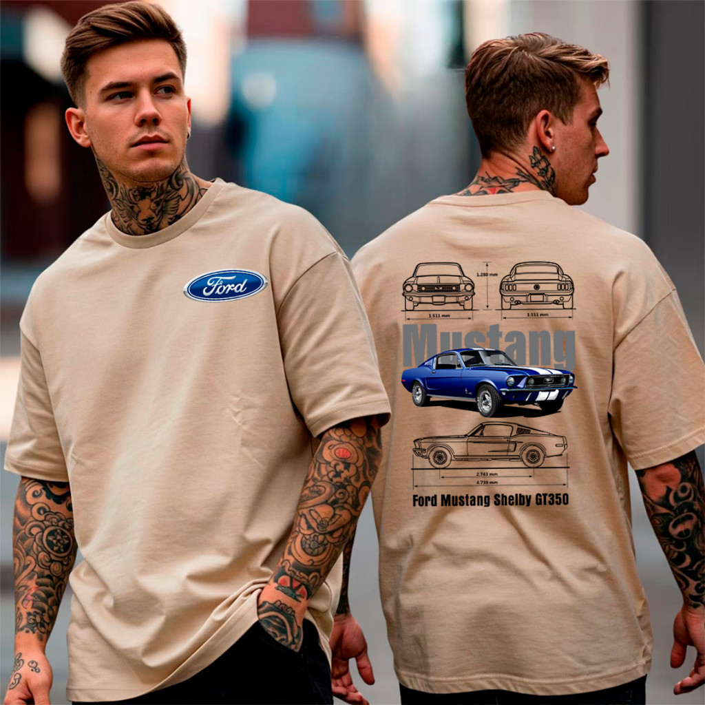 Camiseta Oversized Ford Mustang Shelby Carro Esportivo