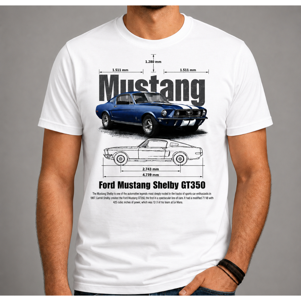 Camiseta Masculina Ford Mustang Shelby Carros Estampa Algodão Premium Básica Estilosa Streetwear