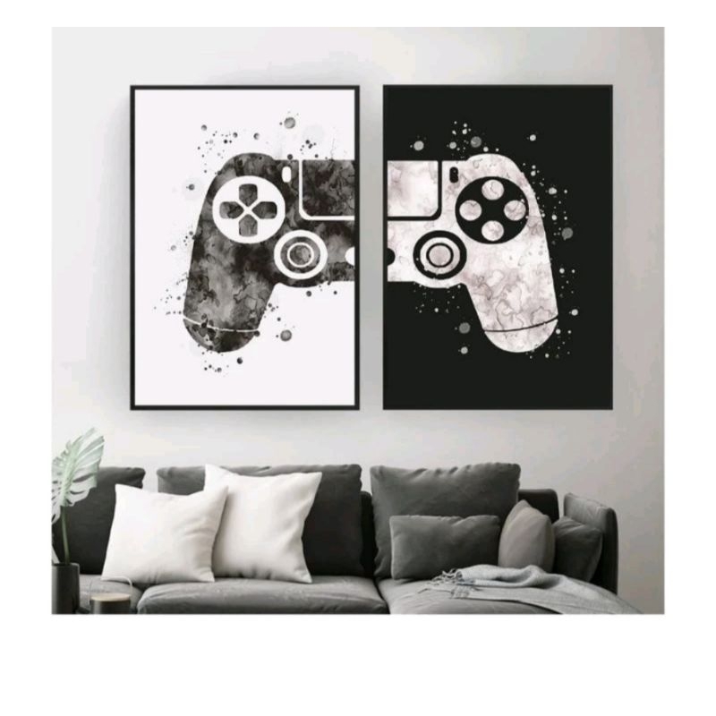 0Quadro 2 Peças 60X40 Gamer Controle P/meninos