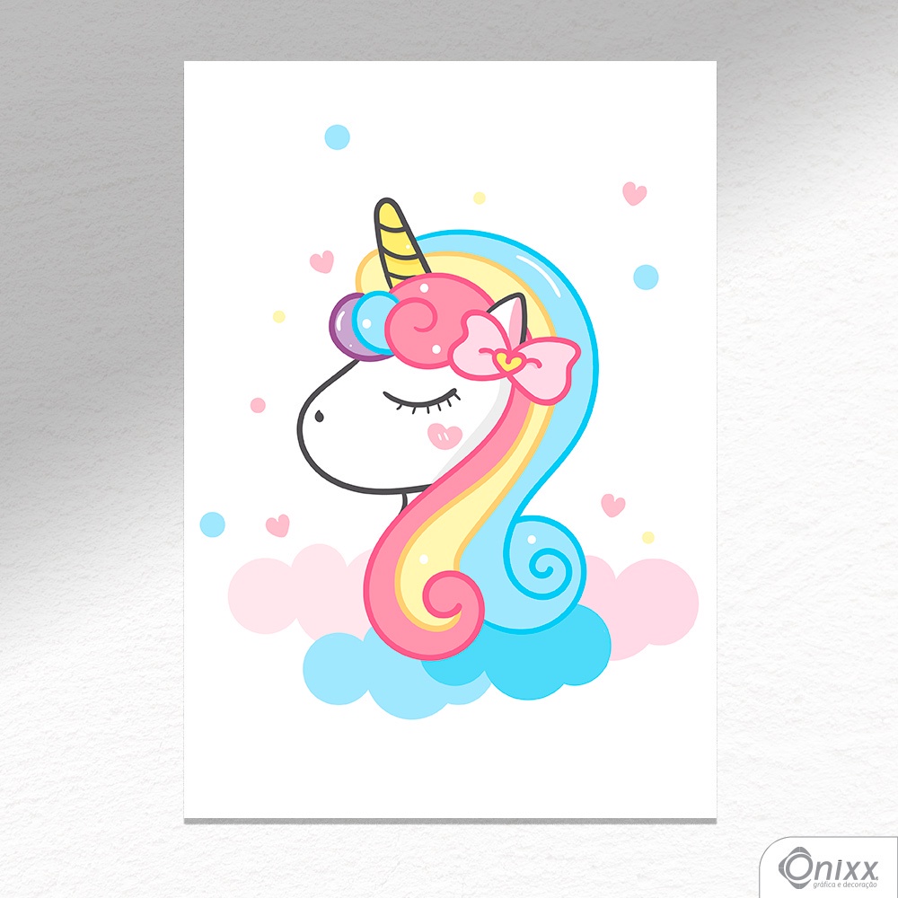 Placa Decorativa Unicorn Cute A4