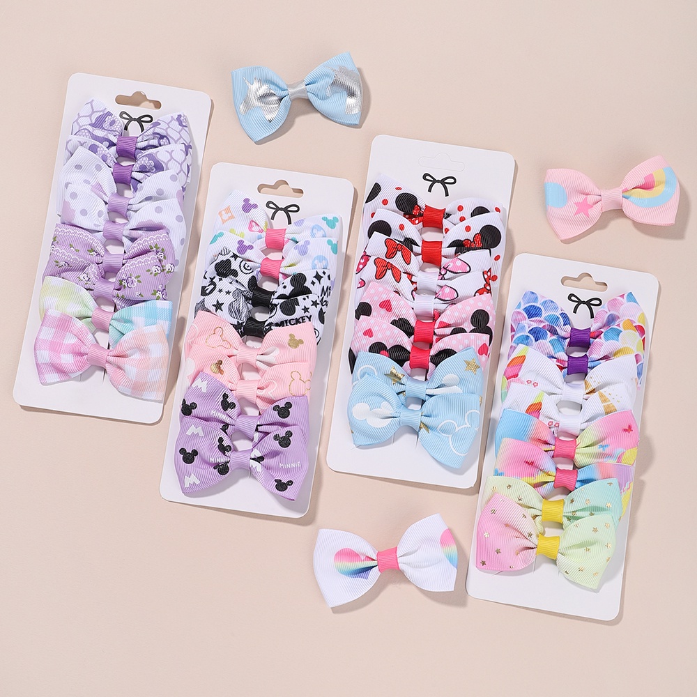 8pcs/Set Cute Unicorn Print Bow Hairpin Para Menina Grosgrain Ribbon Boutique Acessórios Cabelo Atacado