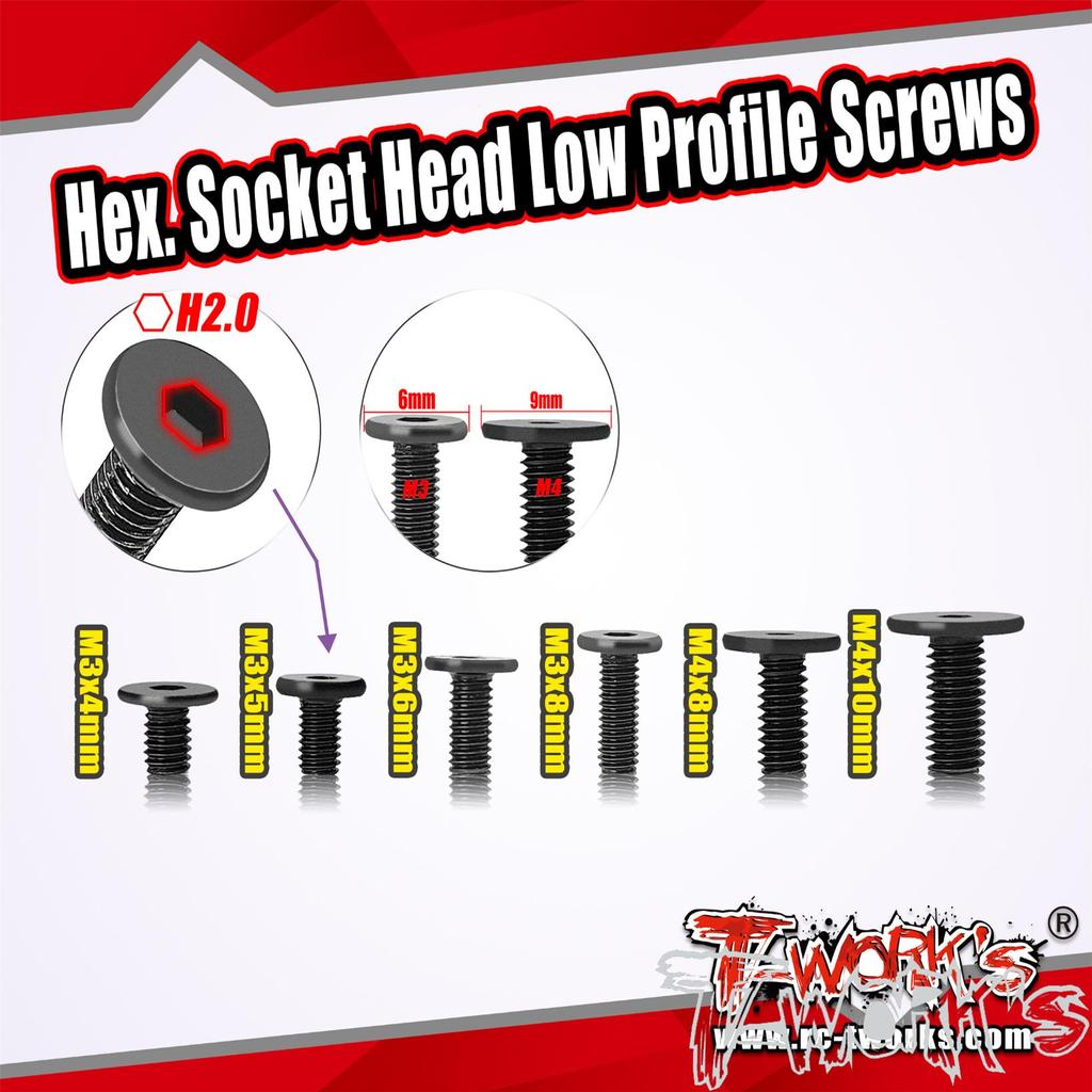 Série de parafusos de cabeça fina com soquete hexagonal T-WORK ''S Steel Black M3/M4