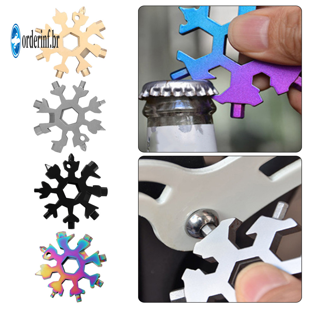 Adjustable Furniture Assembly Tool Portable Hexagonal Repair All-in-one Stainless Steel Snowflake Bottle Opener Multi-to