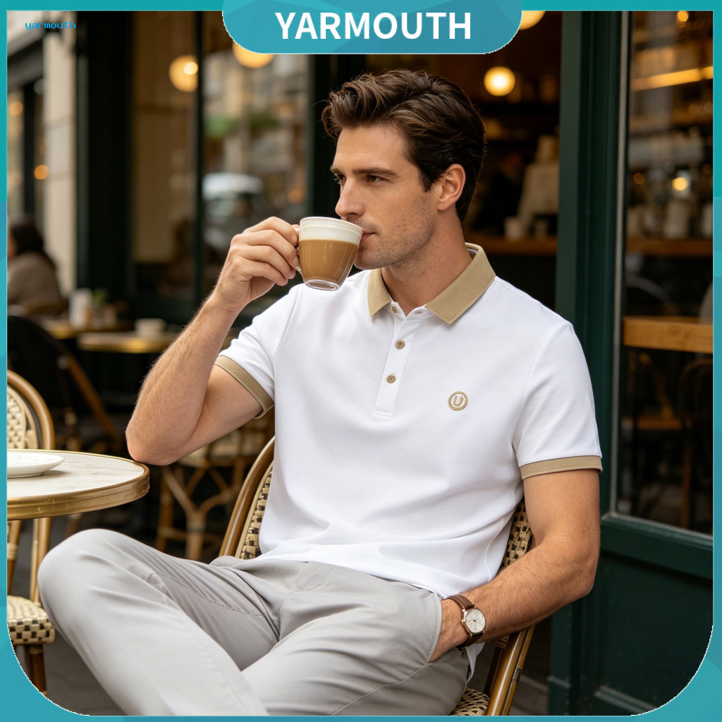 Turndown Collar Shirt Men Color Block Men's Button Golf Short Sleeve Casual Summer for Holiday Office Date – for South