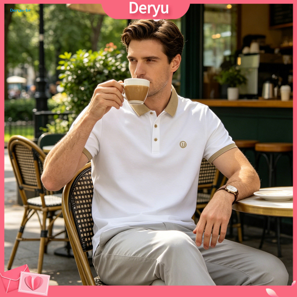 Men Color Block Shirt Polyester Men's Button Golf Short Sleeve Turndown Collar Casual Summer for Holiday Office Date –