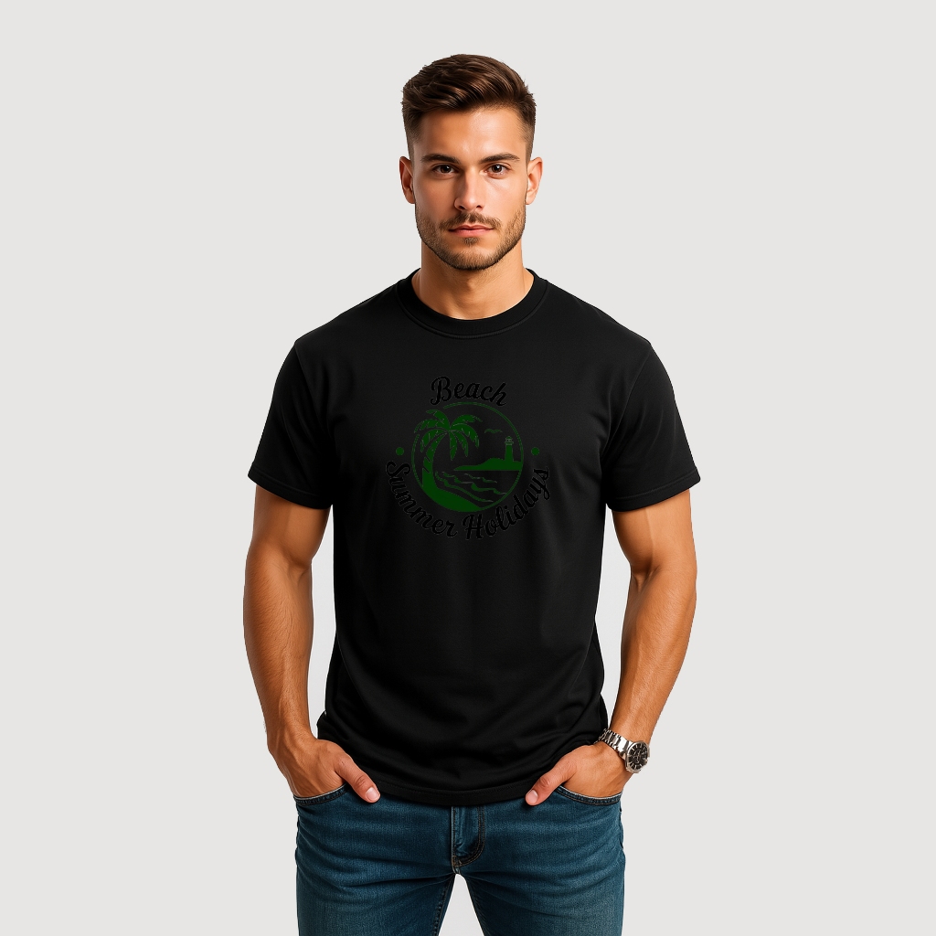 CAMISETA MASCULINA ALGODÃO BEACH SUMMER HOLIDAYS PRAIA FAROL (1)