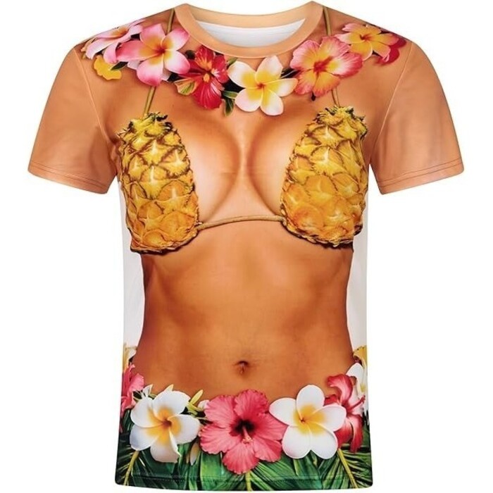 Camiseta Divertida De Biquíni De Abacaxi 3D Hawaii Summer Holiday Garland Illusion Com Estampa Completa