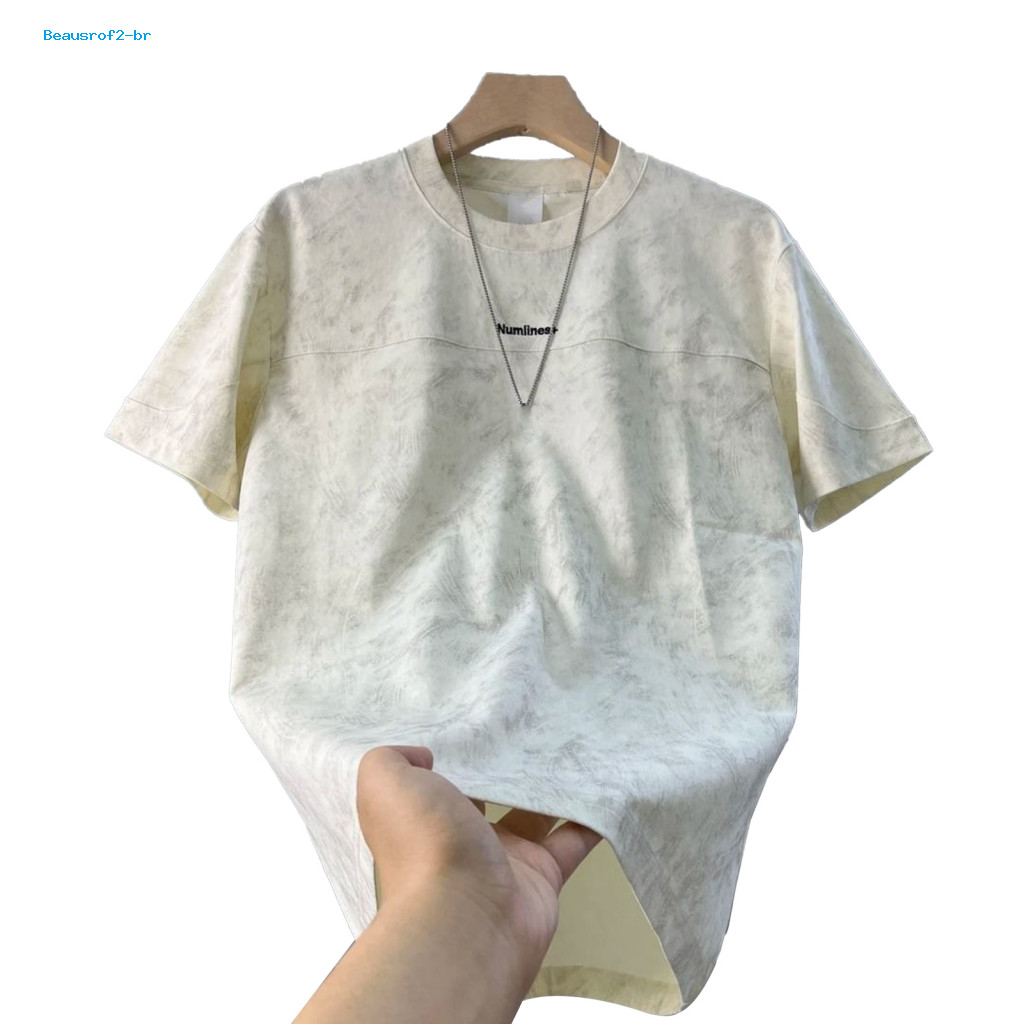 Men Tie-dyed Look T-shirt Holiday Tee Men's Stylish Tie-dye Breathable Loose Fit Summer Casual Beach Sports Streetwear T
