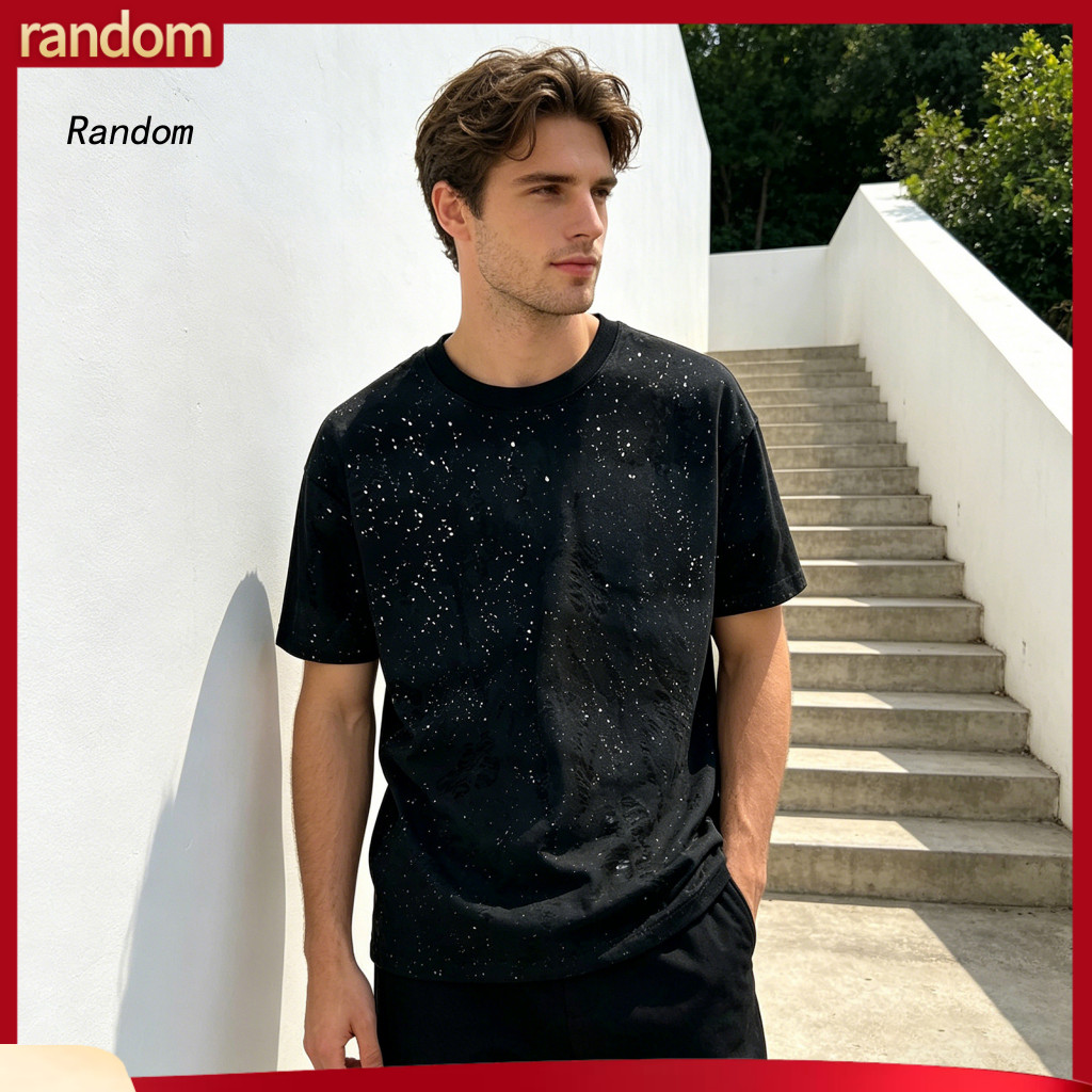 Sparkling Embellishment Shirt Trendy Men T-shirt Men's Stylish Shabby Loose Fit Casual Summer Tee for Party Holiday Stre