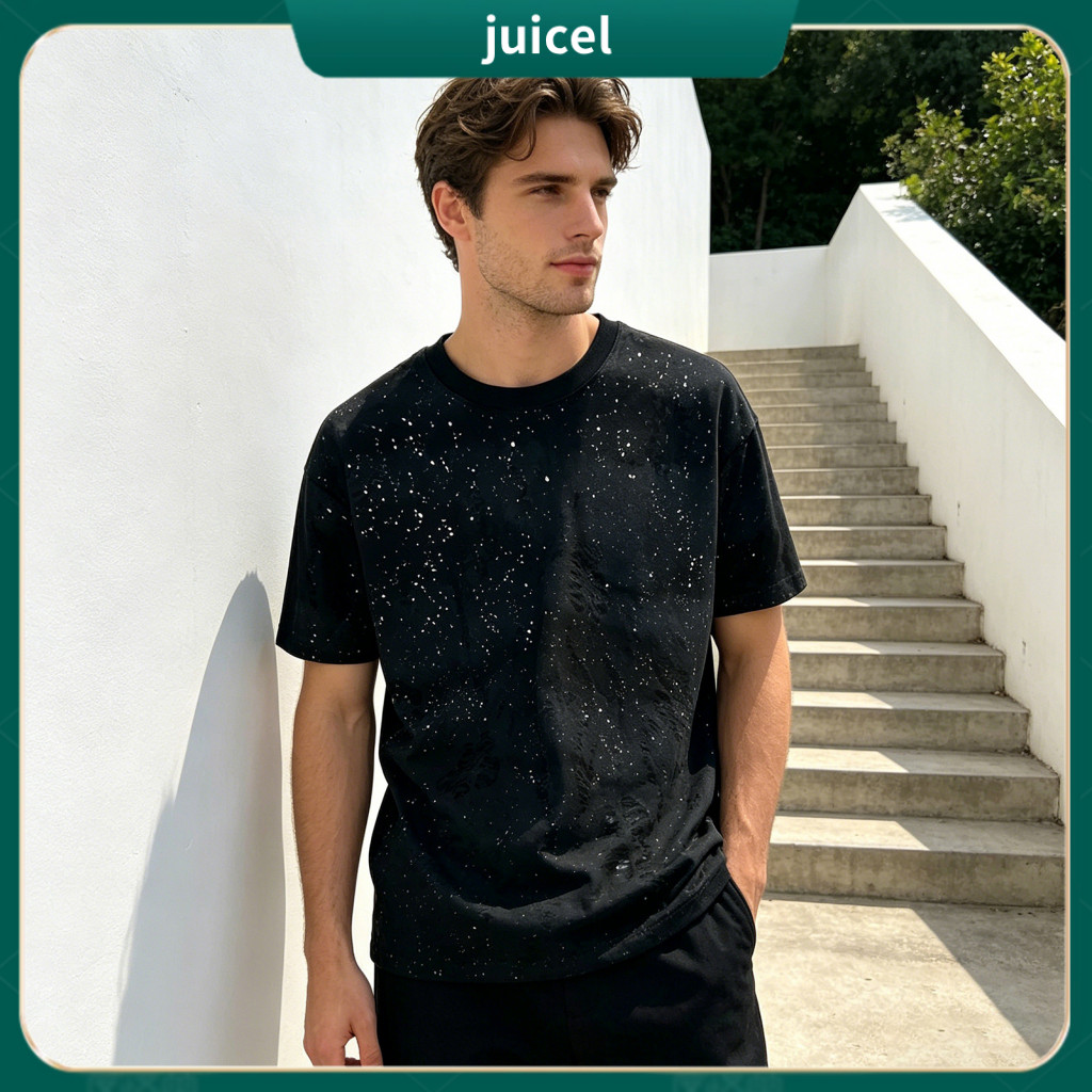 Men T-shirt Loose Fit Shirt Men's Stylish Shabby Casual Summer Tee Sparkling Party Holiday Streetwear Comfortable Top fo