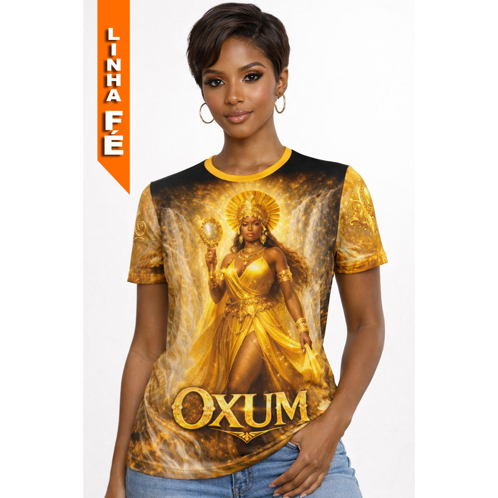 Camisa Oxum Full Print Camiseta Orixás, Umbanda e Candomblé Estilo Único Unissex