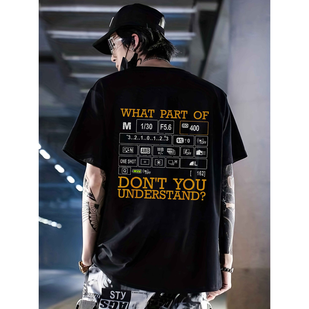 Camiseta Algodão Confortáveis Camera Control Panel Print Polyester Casual Summer Photography Confortável Moderna Estilos