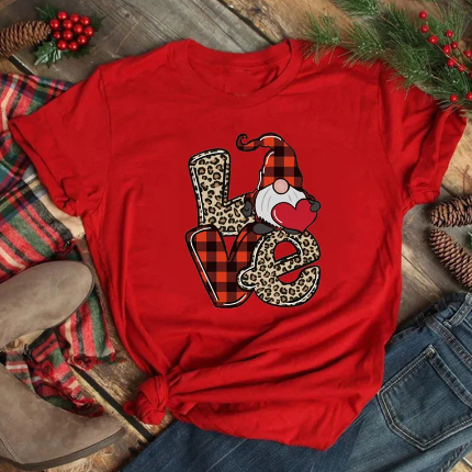 Camiseta Básica Slim Natal Love Animal Print Moda Algodão 30.1
